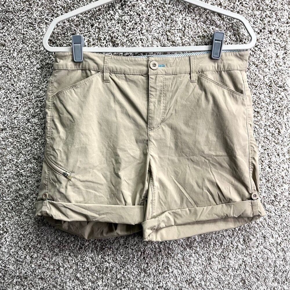 Orvis Shorts Women’s 10 Trout Bum Tan Khaki Nylon Rolled Cuff